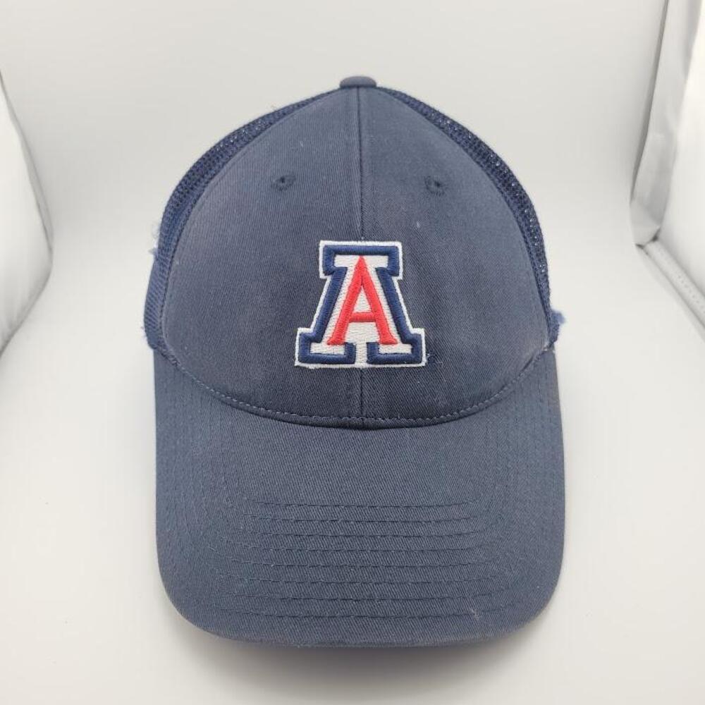 Arizona Wildcats Hat Cap Fitted Mens XL Blue NCAA Trucker Mesh Back Stretch Fit